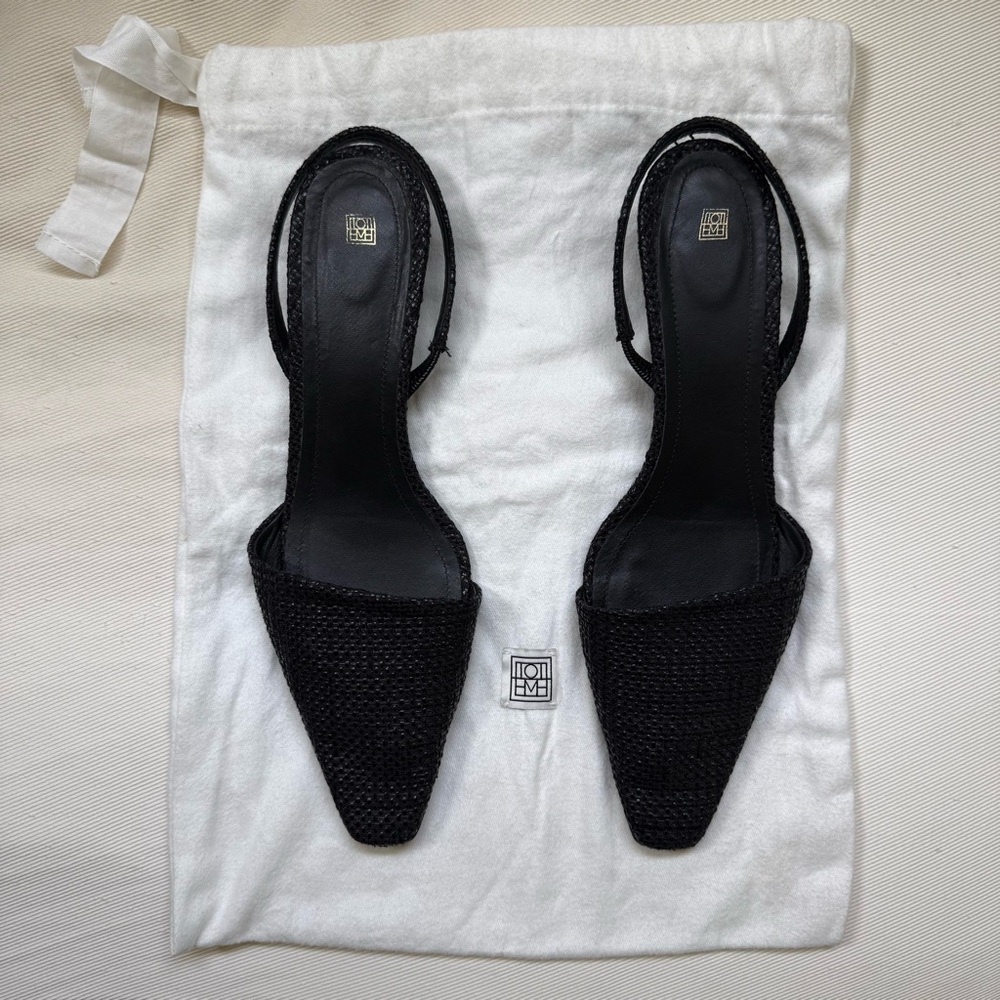 Toteme slingback raffia kitten heels